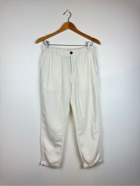 Banana Republic Men White Athletic Linen Cotton Petite Ankle Pants size 28x2